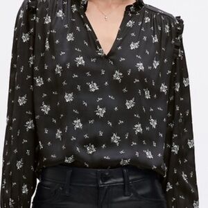 GAP Satin Black and White Floral Blouse MP